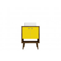 Manhattan Comfort 239BMC94 Liberty 23.62 Bathroom Vanity with Sink and 2 Shelves in Rustic Brown and Yellow
